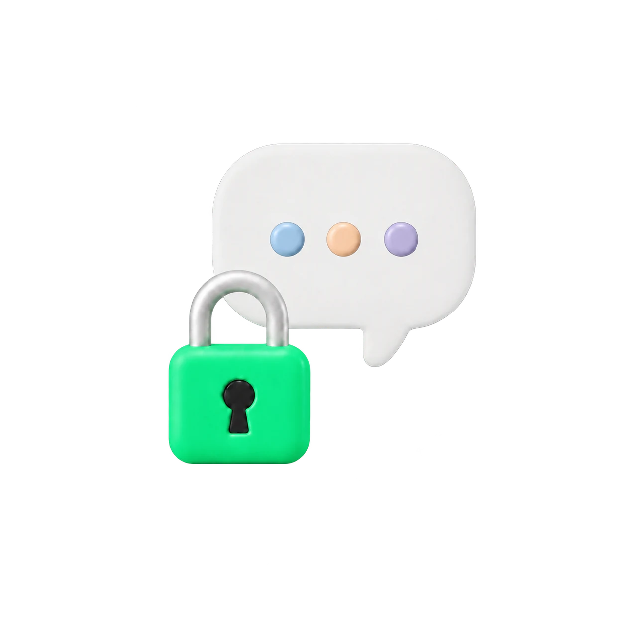 A speech bubble protected by a green padlock
